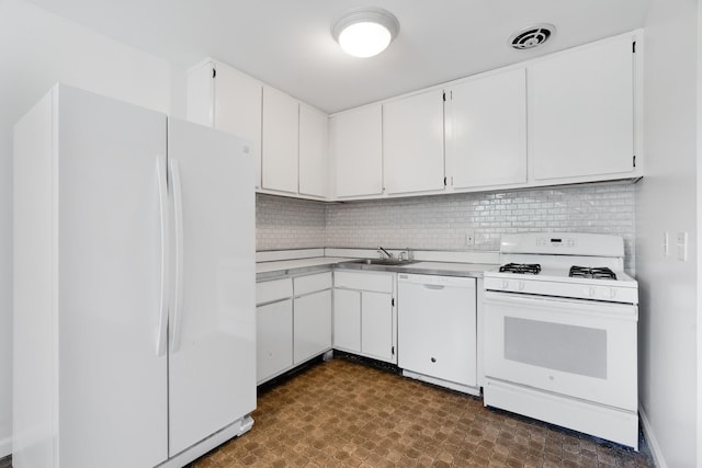 10 Fishkill Glen Dr Unit G, Fishkill, NY 12524 - kitchen featuring white appliances, a sink, white cabinetry, and tasteful backsplash