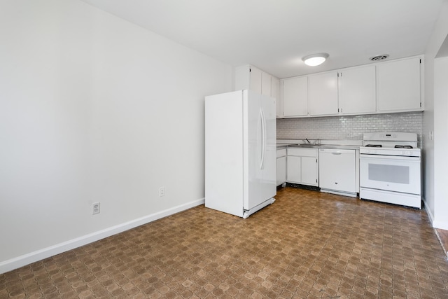 10 Fishkill Glen Dr Unit G, Fishkill, NY 12524 - kitchen with white appliances, baseboards, white cabinetry, and tasteful backsplash