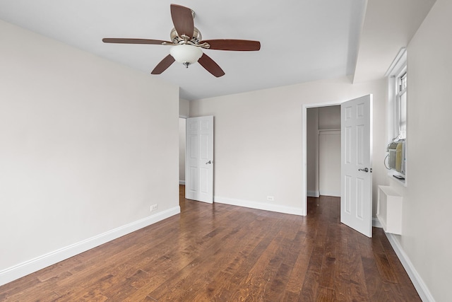 880 Boynton Ave Unit 1K, Bronx, NY 10473 - unfurnished bedroom with hardwood / wood-style floors, baseboards, cooling unit, and a ceiling fan