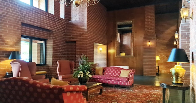 16 Rockledge Ave Unit 5B1, Ossining, NY 10562 - building lobby with a towering ceiling and brick wall