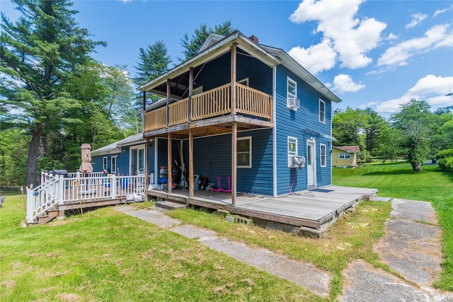 750 Irish Cape Rd, Ellenville, NY 12428 - back of house with a deck, a lawn, and cooling unit