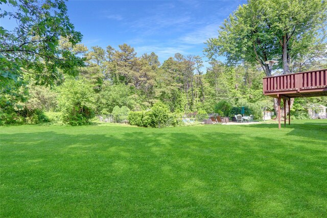 10 Charter Ct, Dix Hills, NY 11746 - view of green lawn with a patio area and a deck