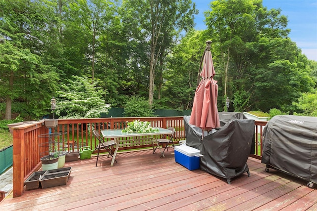 49 Sherwood Rd, Cortlandt Manor, NY 10567 - wooden deck with area for grilling and outdoor dining area