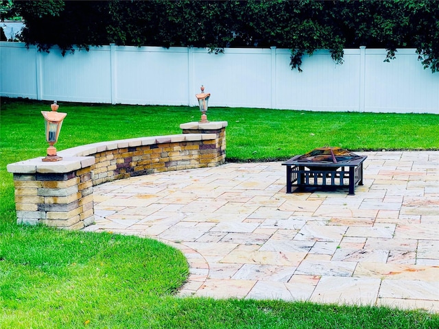 24 Gaymor Ln, Commack, NY 11725 - view of patio featuring a fire pit