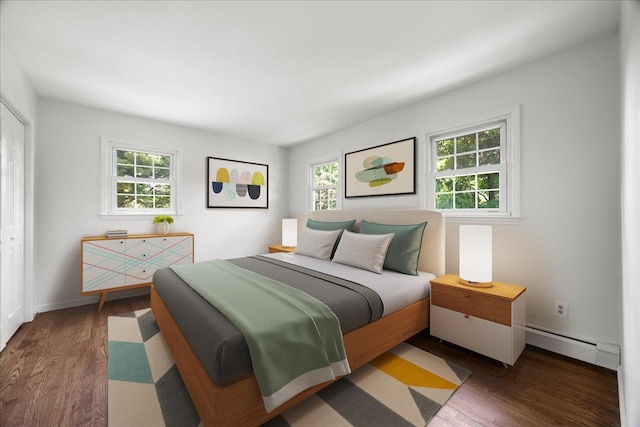 15 Mari Rd, Chester, NY 10918 - bedroom featuring a baseboard radiator, wood finished floors, a closet, and baseboards