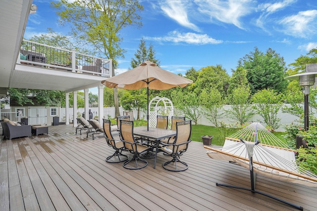 14 Arlington St, Patchogue, NY 11772 - deck with outdoor dining area and a fenced backyard