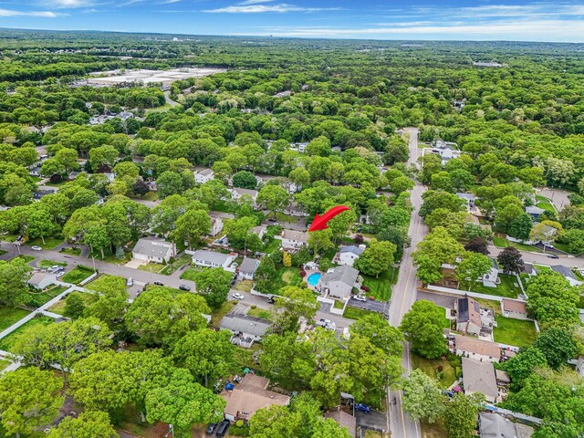 14 Arlington St, Patchogue, NY 11772 - aerial overview of property's location featuring a forest and nearby suburban area