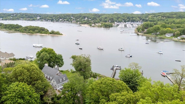 57 Harbor Park Dr, Centerport, NY 11721 - aerial view of a nearby body of water and a heavily wooded area