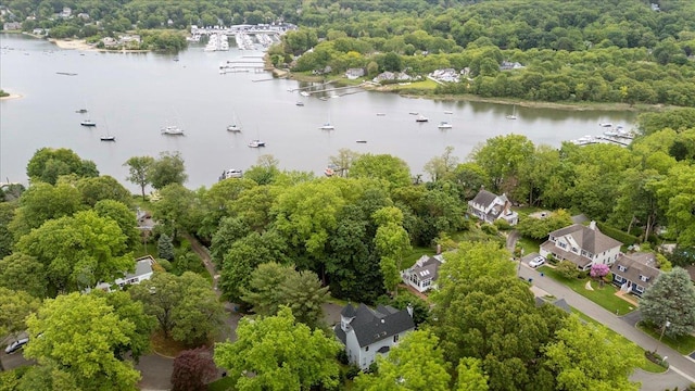 57 Harbor Park Dr, Centerport, NY 11721 - drone / aerial view of a nearby body of water and a heavily wooded area