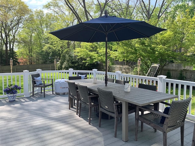 57 Harbor Park Dr, Centerport, NY 11721 - deck featuring outdoor dining space and a fenced backyard