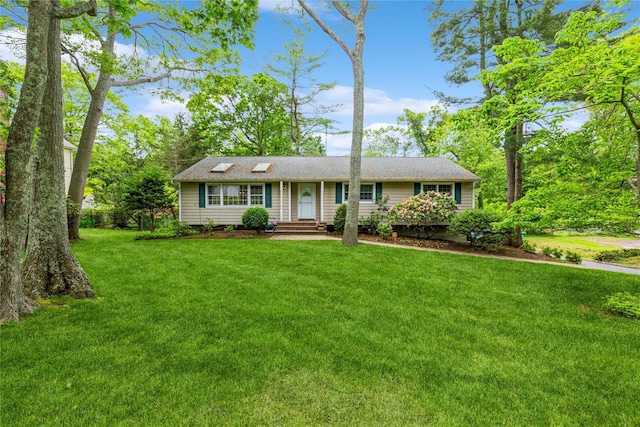 32 Lower Cross, Shoreham, NY 11786 - single story home with a front lawn