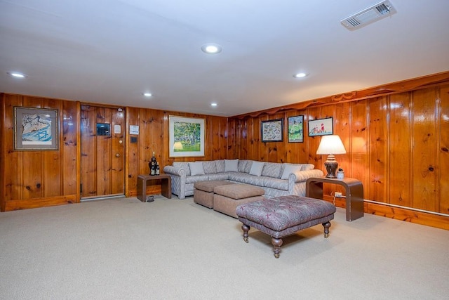 211 N Little Tor Rd, New City, NY 10956 - carpeted living area with wooden walls and recessed lighting