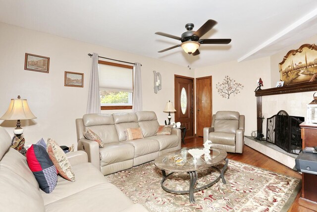 173 Massachusetts Ave, Congers, NY 10920 - living area with wood finished floors and a ceiling fan