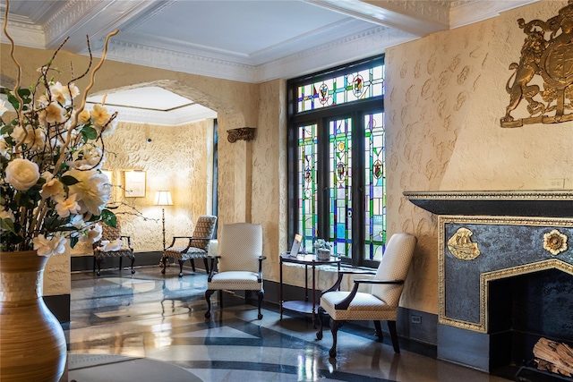 common area with crown molding