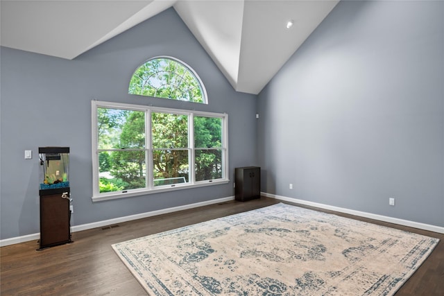 2 Old Brookville Ct, Manorville, NY 11949 - living room with wood finished floors and high vaulted ceiling
