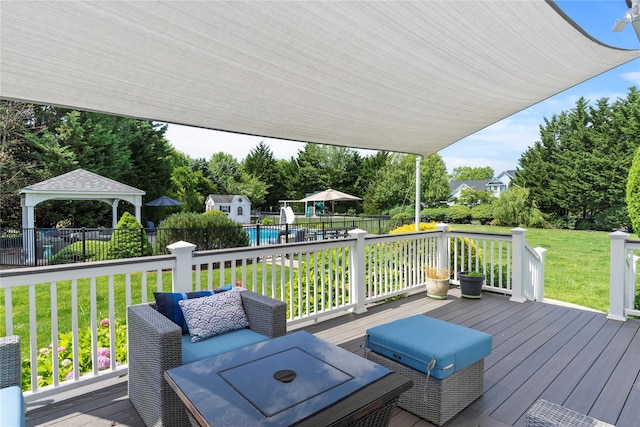 2 Old Brookville Ct, Manorville, NY 11949 - deck featuring a gazebo and a shed