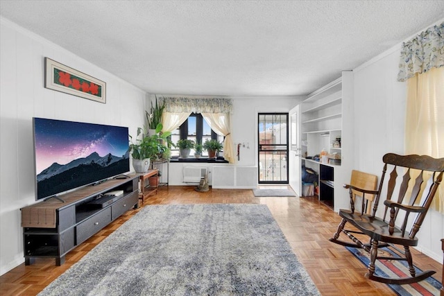 611 Clarence Ave, Bronx, NY 10465 - living area featuring a textured ceiling