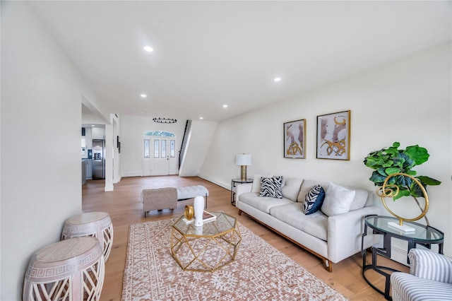 205 Blueberry Ln, Hicksville, NY 11801 - living room featuring light wood finished floors and recessed lighting