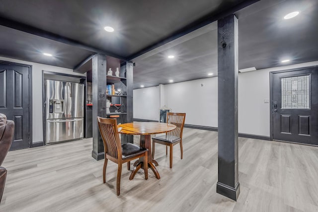 8 Hamilton Pl, Lake Grove, NY 11755 - dining space with light wood-style flooring, recessed lighting, and baseboards