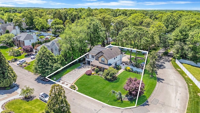 8 Hamilton Pl, Lake Grove, NY 11755 - aerial view of property's location featuring property parcel outlined and a forest
