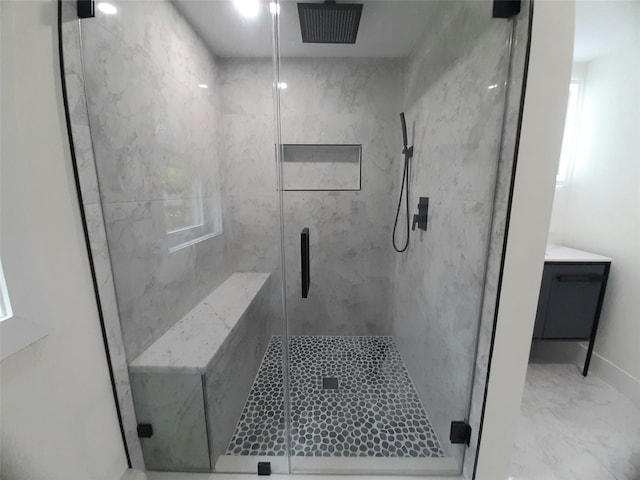 495 Stanton Ter, Poughkeepsie, NY 12603 - bathroom featuring a marble finish shower and marble finish floors