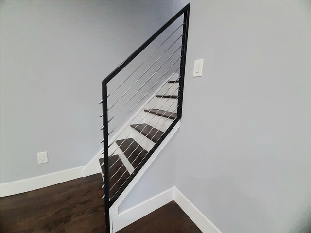 495 Stanton Ter, Poughkeepsie, NY 12603 - stairs with baseboards and wood finished floors
