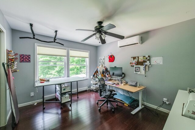 36 Valkill Dr, Poughkeepsie, NY 12601 - office with an AC wall unit, baseboards, and a ceiling fan