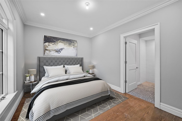 3 Hageman Ct, Katonah, NY 10536 - bedroom featuring crown molding, wood finished floors, recessed lighting, and baseboards