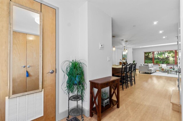 45 Main St Unit 3K, Hastings-On-Hudson, NY 10706 - hall featuring light wood finished floors and recessed lighting