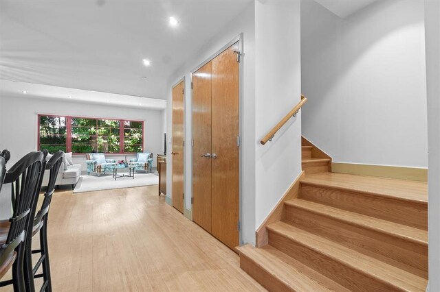 45 Main St Unit 3K, Hastings-On-Hudson, NY 10706 - stairs with recessed lighting and wood finished floors