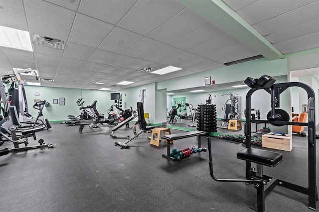 45 Main St Unit 3K, Hastings-On-Hudson, NY 10706 - gym featuring a drop ceiling
