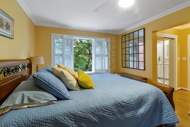 8 Knoll Vw, Ossining, NY 10562 - bedroom with crown molding, wood finished floors, baseboards, and ceiling fan
