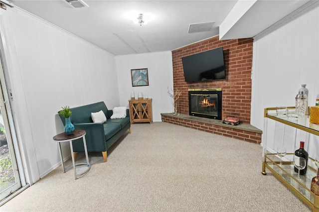 16 Lyncrest Rd, Cortlandt Manor, NY 10567 - living area with carpet floors and a fireplace