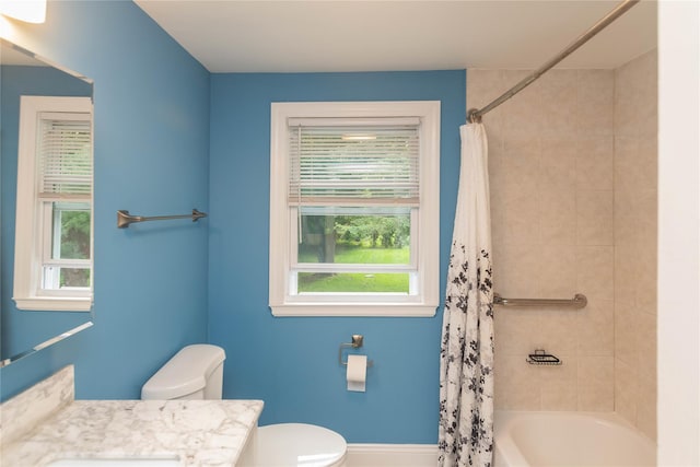 129 S St, Warwick, NY 10990 - bathroom featuring vanity, toilet, plenty of natural light, and shower / bath combo with shower curtain