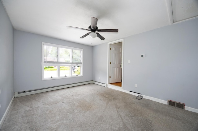 924 Violet Ave, Hyde Park, NY 12538 - spare room with carpet, baseboards, a baseboard radiator, and a ceiling fan