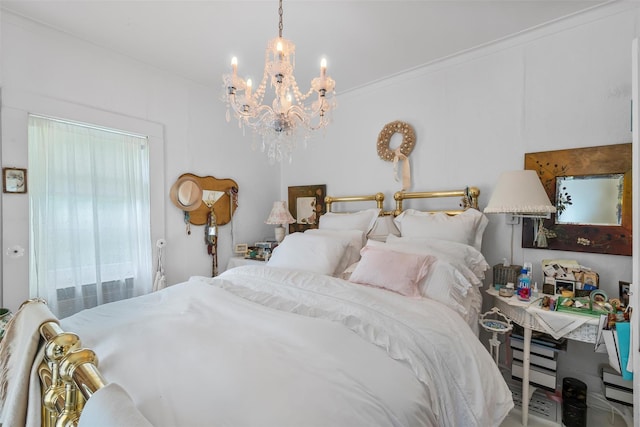 83 Tennanah Lake Rd, Roscoe, NY 12776 - bedroom with a chandelier and ornamental molding