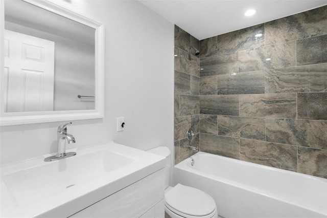 8 Chestnut St, Middletown, NY 10940 - bathroom with toilet, vanity, bathtub / shower combination, and recessed lighting