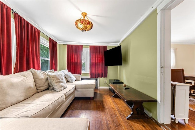 21 Chester Pl, New Rochelle, NY 10801 - living room with ornamental molding, wood finished floors, and baseboards