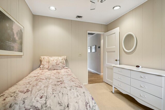 904 Woodmere Dr, North Woodmere, NY 11581 - bedroom featuring light carpet, recessed lighting, and crown molding