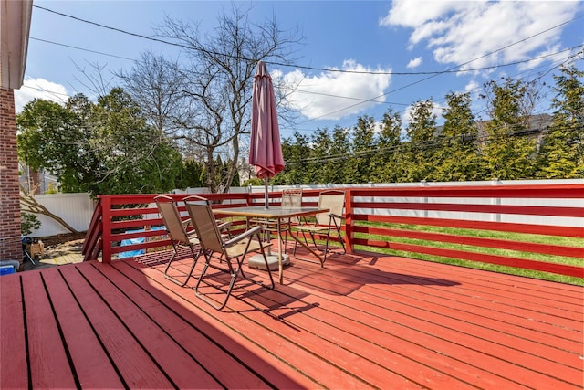 30 Eaton Rd, Syosset, NY 11791 - wooden terrace with outdoor dining space