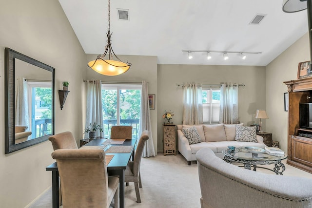 1425 Jerusalem Ave Unit 19, North Merrick, NY 11566 - dining space with healthy amount of natural light, light carpet, rail lighting, and baseboards