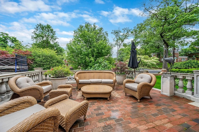 184-61 Radnor Rd, Jamaica Estates, NY 11432 - view of patio / terrace featuring an outdoor hangout area and a trampoline