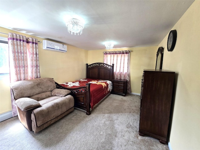 1 Terry Ln, Jericho, NY 11753 - bedroom with a wall mounted AC, light carpet, and baseboards