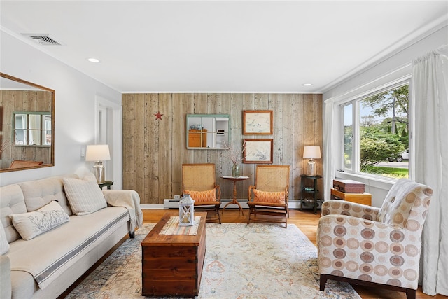 40 Maidstone Ave, East Hampton, NY 11937 - living area featuring wood finished floors, recessed lighting, and wood walls