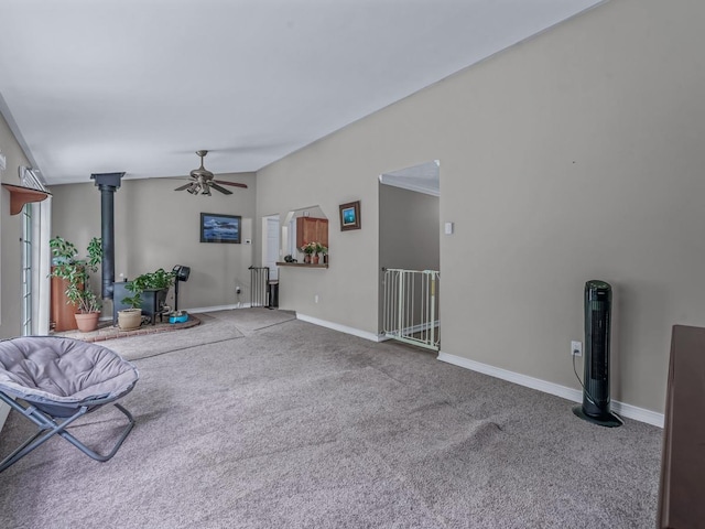 2 Pinetop Dr, Shirley, NY 11967 - unfurnished living room with a ceiling fan and carpet