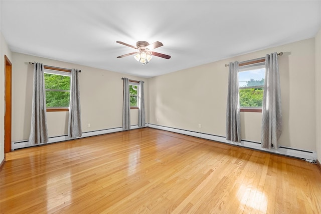 38 Degarmo Hills Rd, Wappingers Falls, NY 12590 - empty room with wood finished floors, a ceiling fan, and a baseboard heating unit