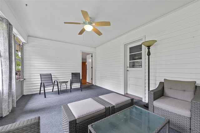 38 Degarmo Hills Rd, Wappingers Falls, NY 12590 - sunroom / solarium featuring a ceiling fan and an outdoor hangout area