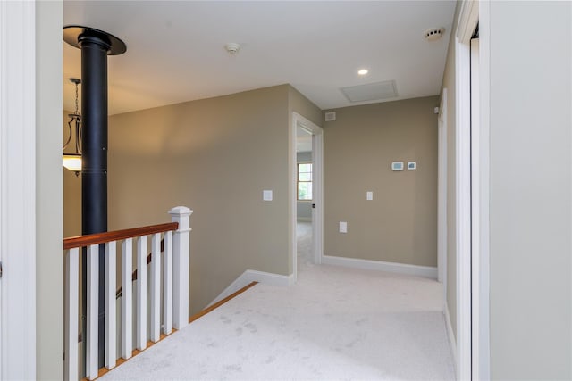 22 Commonwealth Ave, Massapequa, NY 11758 - hallway featuring an upstairs landing, carpet, baseboards, and recessed lighting