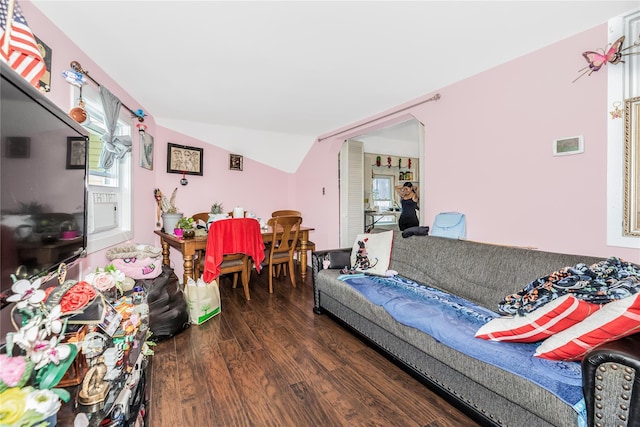 132 Oak St, Yonkers, NY 10701 - living room with wood finished floors and vaulted ceiling