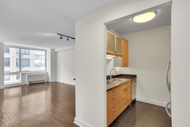 120 Riverside Blvd Unit 10T, New York Manhattan, NY 10069 - kitchen featuring a sink, rail lighting, dishwasher, baseboards, and open floor plan